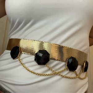 Vintage Gold and Black Metal Chain Belt